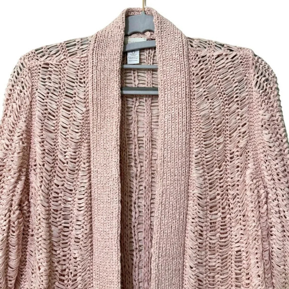 CHICOS Vintage 90s Open Stitch Weave Jenna Texture Cardigan Pink Sz 0 (2-4) - Picture 3 of 6